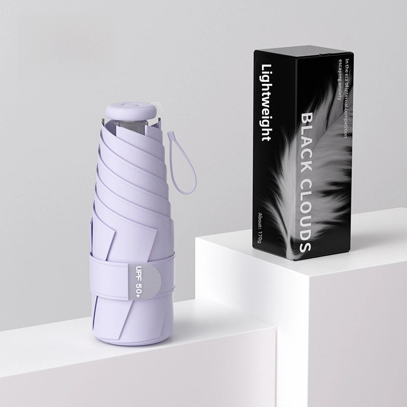 60% Foldable Sun Umbrella Women’s UV Protection Compact Portable Sunscreen Rainproof Dual-Use Mini Card Pocket|Umbrellas & Sun Protection