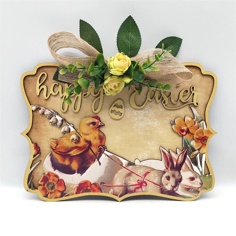 Easter Pastoral Rabbit Wooden Letter Hanging Ornament for Holiday Decor | Home Decor Ornaments
