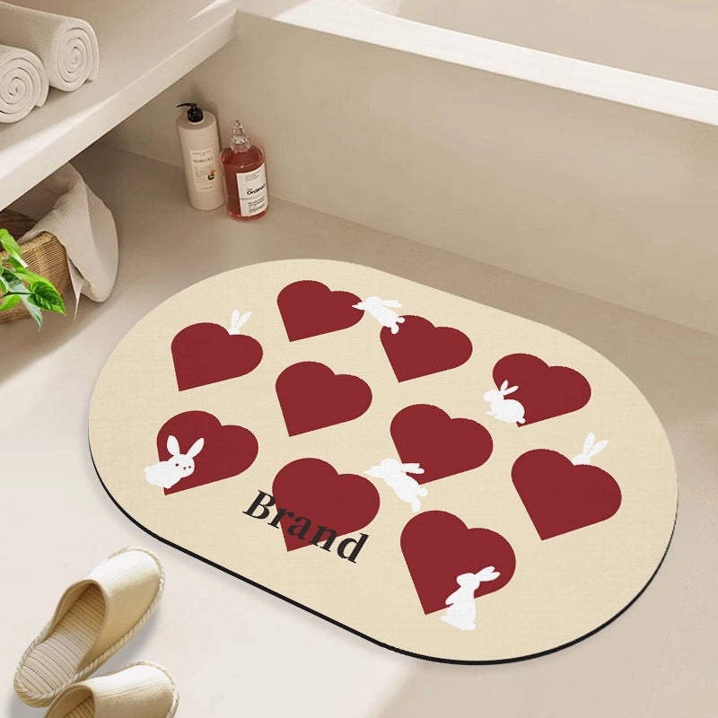 Geometric Heart Shape PVC Bath Mat for Bathroom|Home Decor & Bath Accessories