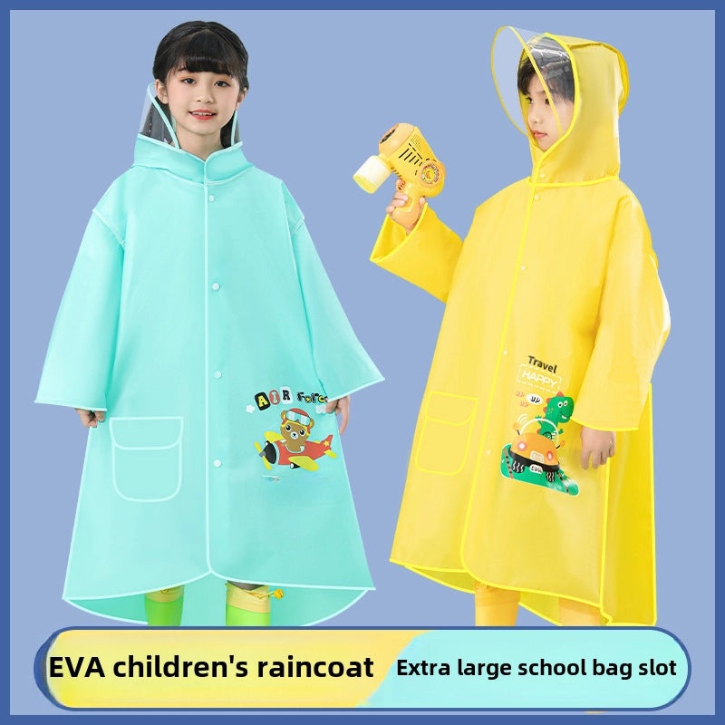 Kids EVA Raincoat with Backpack Slot Cartoon School Poncho for Boys and Girls Full Body Waterproof Outerwear|Children's Raincoats