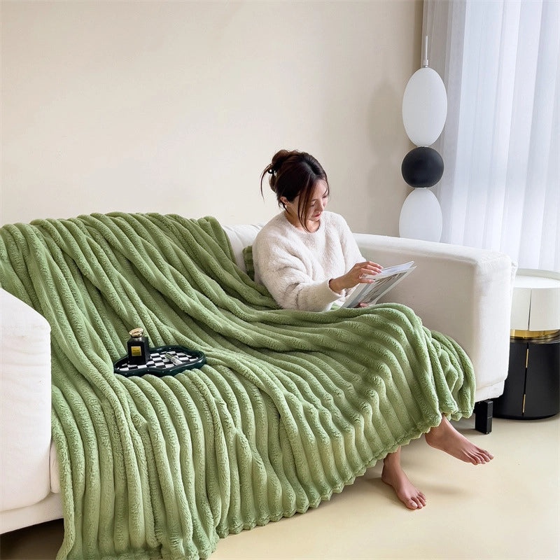 Cozy Solid Color Flannel Throw Blanket for Bedding and Home Use|Blankets & Throws