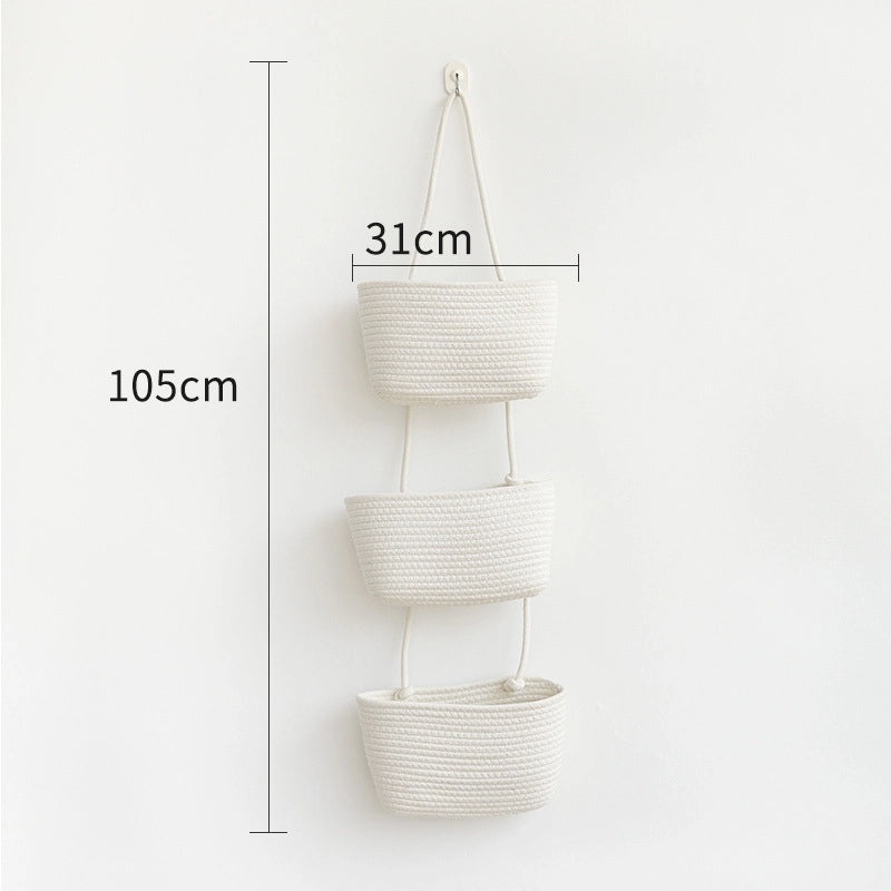 Three-Layer Cotton Thread Wall Hanging Basket for Storage and Home Decoration|Home Storage & Organization