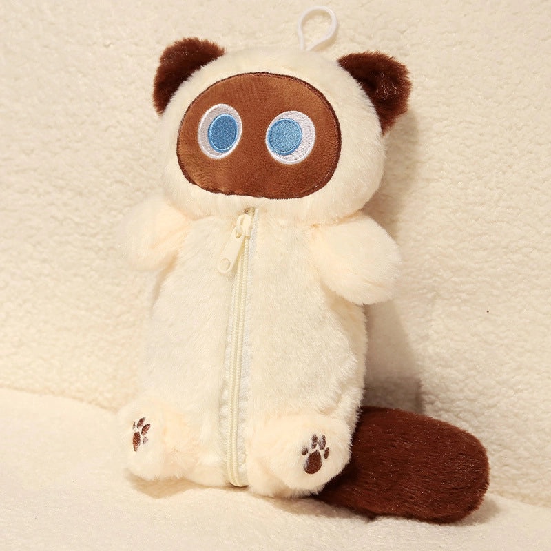 Big Eye Cat Plush Tissue Box Pencil Case Multifunctional Cosmetic Bag Hanging|Cosmetic Bags & Cases