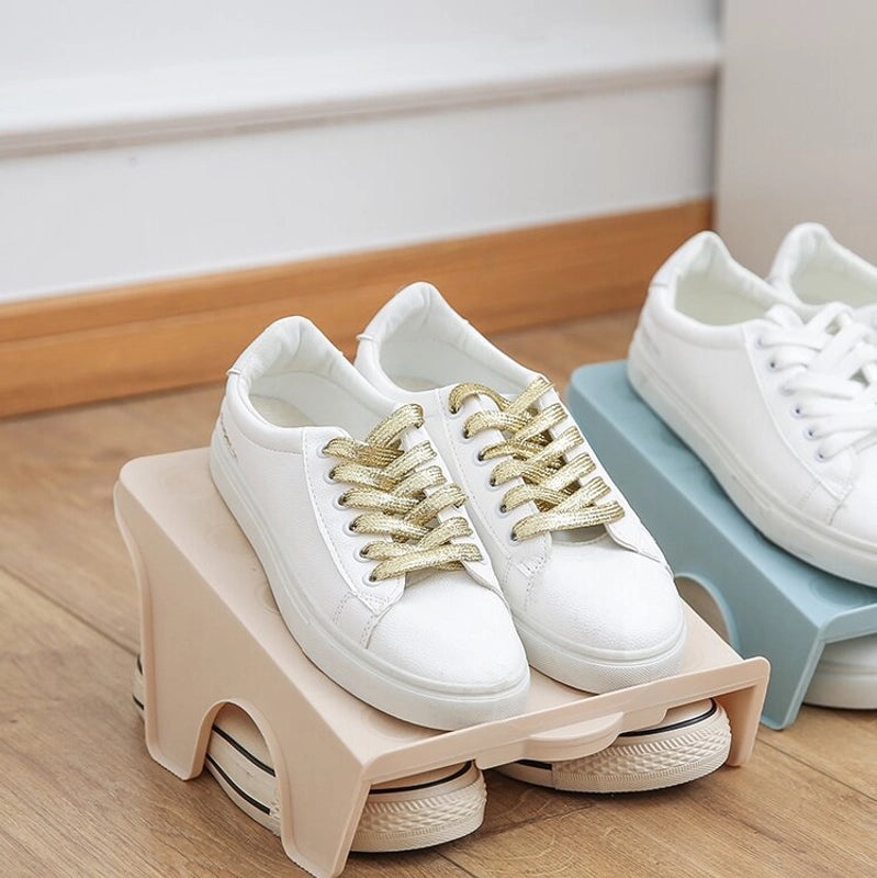 Double-layer Plastic Shoe Rack | Home Storage Organizer | Space-saving, Economical Shoe Holder | Simple Design | Shoe Storage Rack|Storage & Orga