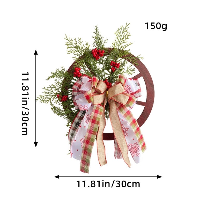 Christmas Wooden Roulette Wheel Door Hanging Garland with Pine Cones for Holiday Decor|Christmas Decorations