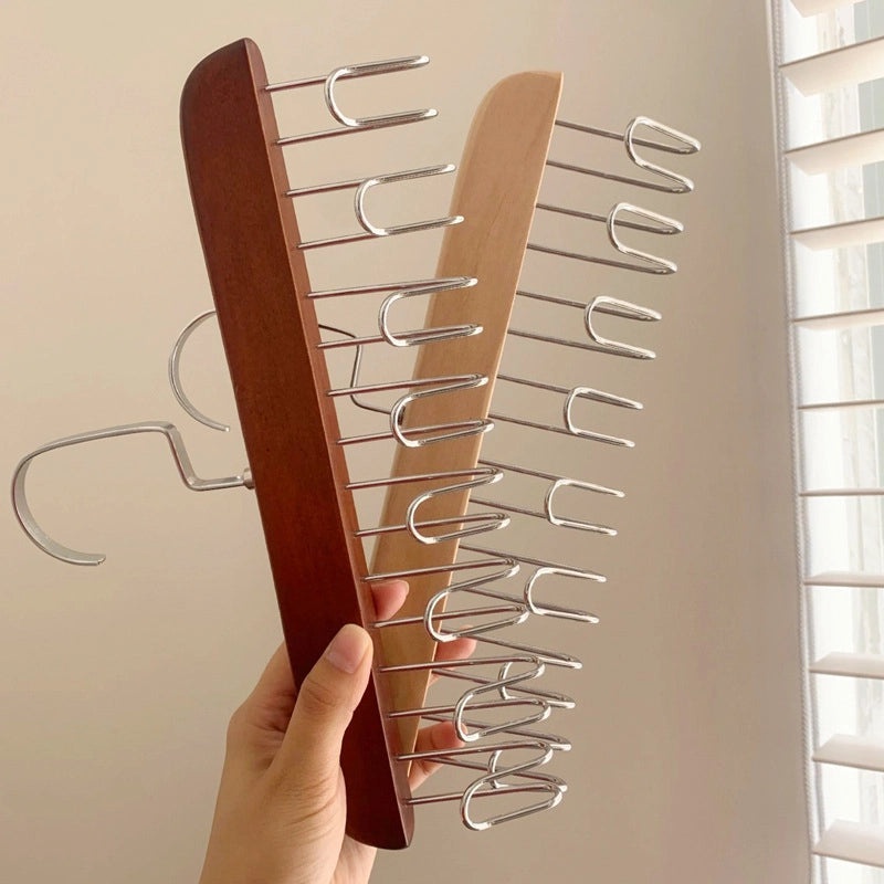 Multi-functional Solid Wood Clothes Hanger with Hooks for Underwear, Vests, Ties | Home Storage & Organization