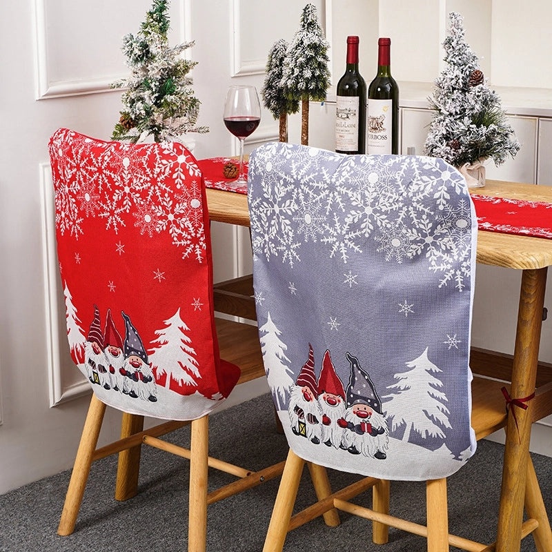 Festive Christmas Tree Doll & Snowflake Chair Cover | Holiday Party Decorations