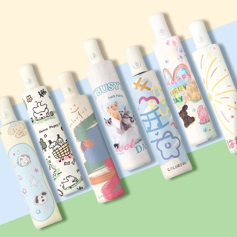 Dual-use Automatic Folding Umbrella for Women | Sun & Rain Protection UV Shield | Portable High-Grade Black Coating | Umbrellas