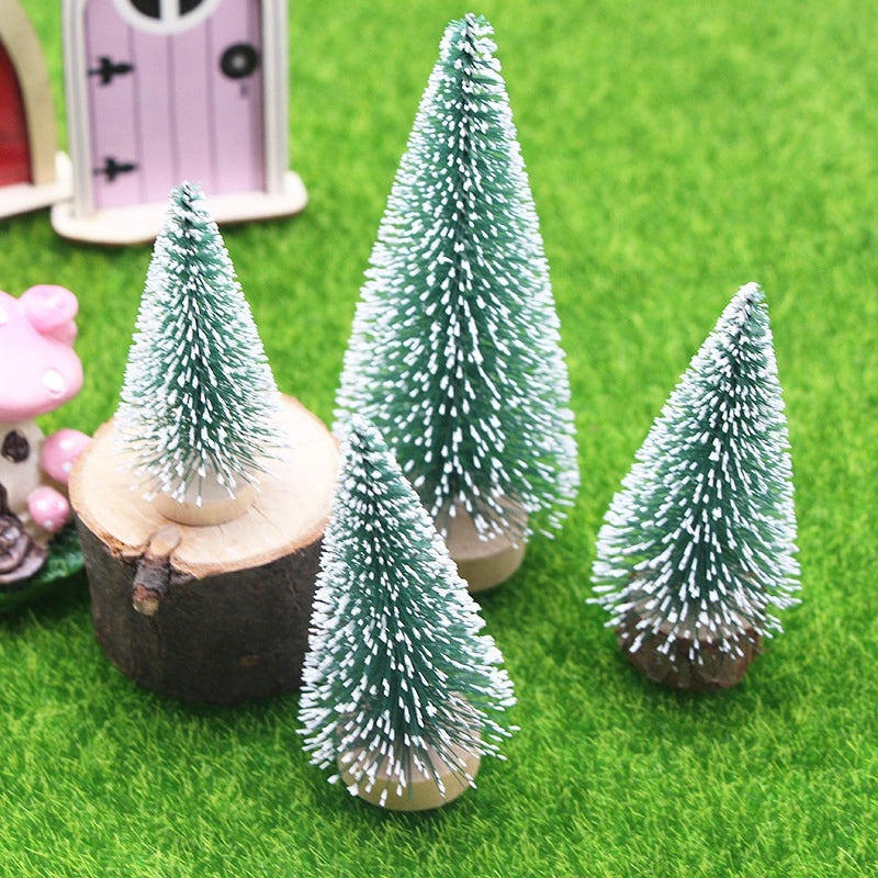 Mini Christmas Tree with Snow and Leather Base | Holiday Desktop & Window Decoration | Christmas Decor | Small Pine Needle Simulation Tree|Home D