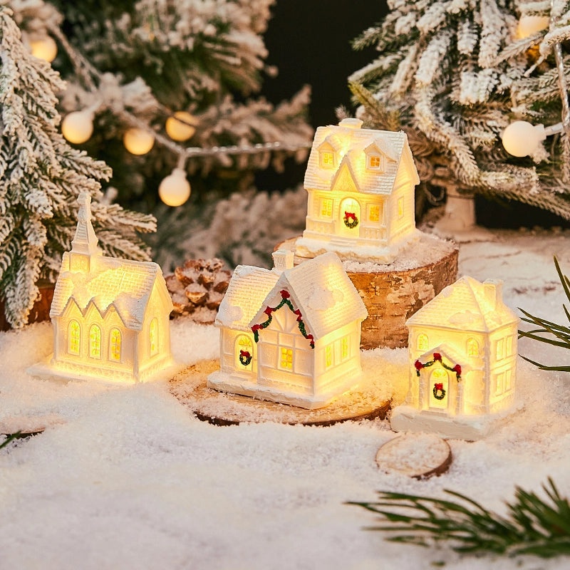Christmas Mini Ornaments Luminous Holiday Decorations Christmas Eve Micro Landscape Desktop Window Gift Ideas|Home Decor & Holiday Accessories