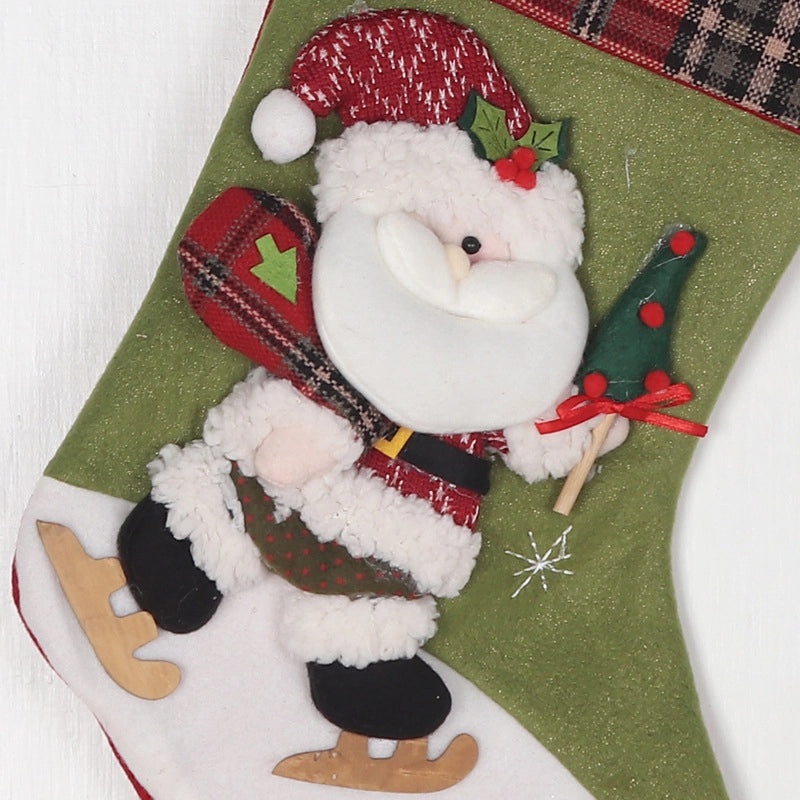 Christmas Stocking Gift Bag Large Santa Snowman Candy Holder Hanging Ornament | Christmas Decorations