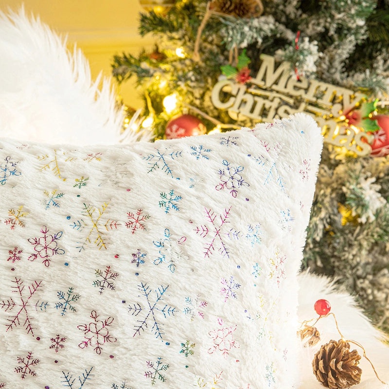 Christmas Snowflake Plush Pillow Covers Minimalist Sofa Couch Decor|Home Decor