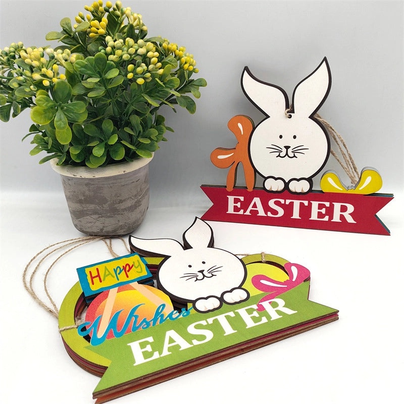 Minimalist Easter Rabbit Wooden Hanging Ornament for Holiday Party Decor | Home Decor & Holiday Ornaments