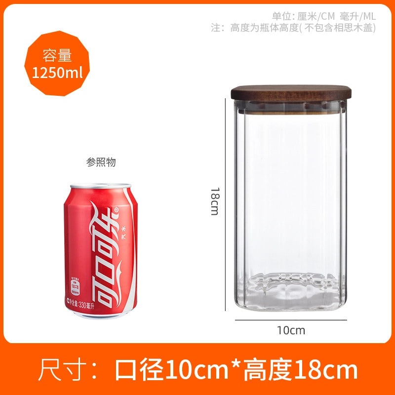 Transparent Square Glass Storage Jar for Cereals Dried Fruits Tea Large Capacity High Borosilicate|Kitchen Storage