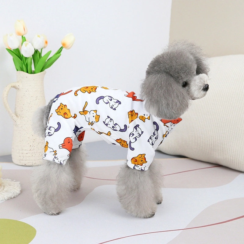 Spring Summer Pet Apparel Cute Printed Tiger Four-Legged Dog Cat Home Clothes Small Medium Puppy Wear|宠物服装