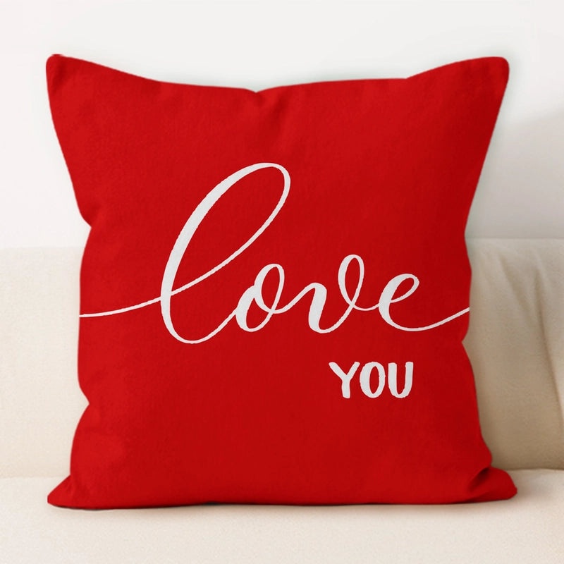 Valentine's Day Minimalist Letter Plush Throw Pillow Cover for Couch and Sofa Decor | Home Decor & Pillows