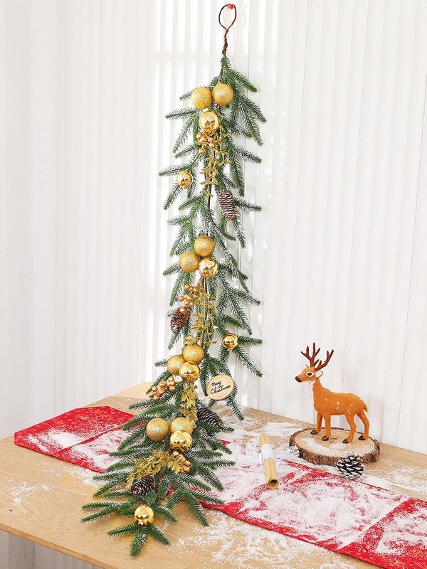 Christmas PE Rattan Garland with Christmas Tree Horn Pendant for Mall and Hotel Window Decoration|Home Decor & Seasonal Decorations