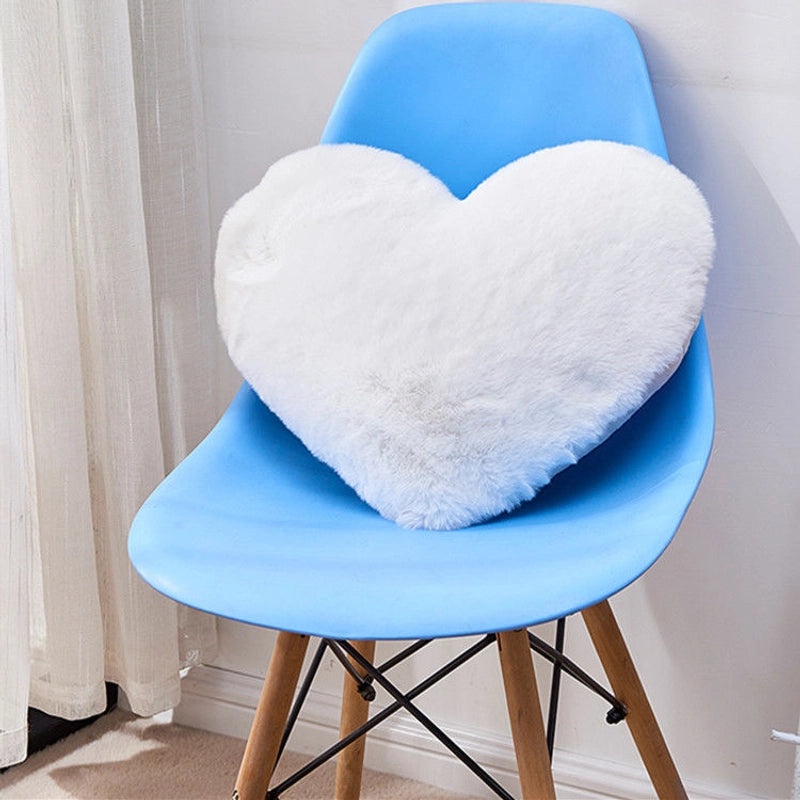 Heart-shaped Plush Rabbit Fur Pillow Soft Sofa Waist Cushion Car Seat Cushion|Home Decor Cushions