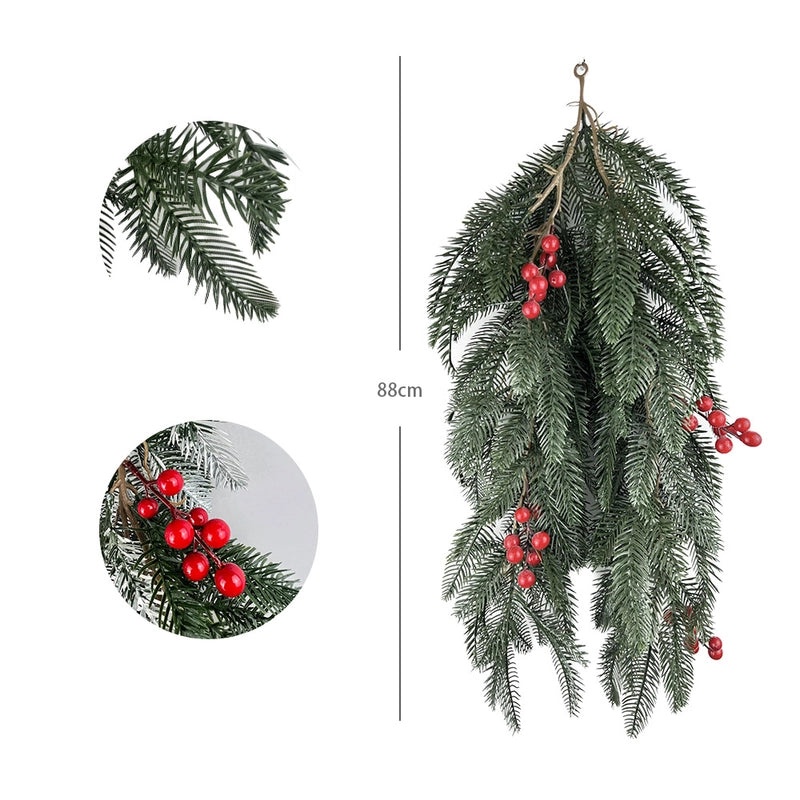 Christmas Snowflake Pine Cone Rattan Garland Hanging Door and Wall Decoration | Christmas Home Decor