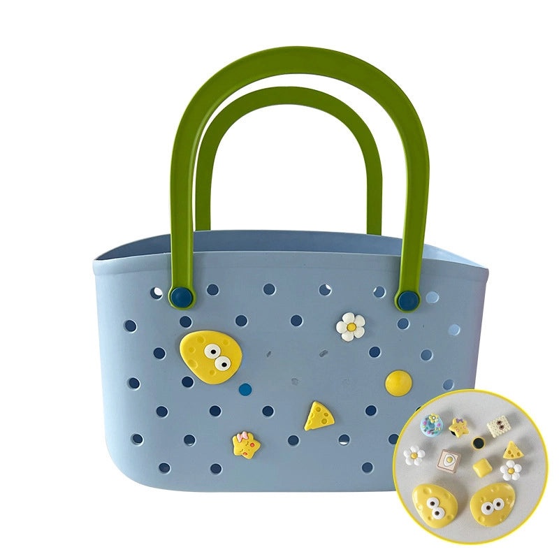 Dopamine Contrast Color Portable Bath Basket for Bathroom Storage and Vegetable Basket | Home Storage & Organization