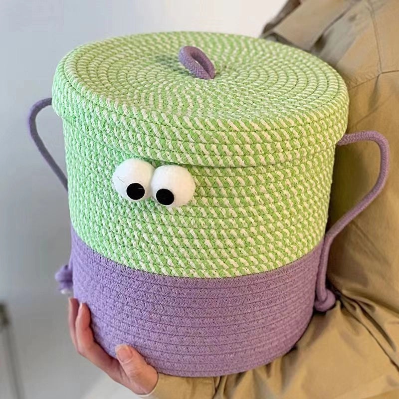 Adorable Cartoon Print Cotton Rope Storage Basket Organizer|Home Storage & Organization
