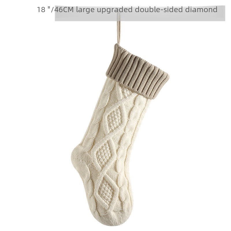 23pcs Knitted Wool Christmas Gift Bags Double-sided Diamond Pattern Large Colorful Candy Bags | Christmas Decorations