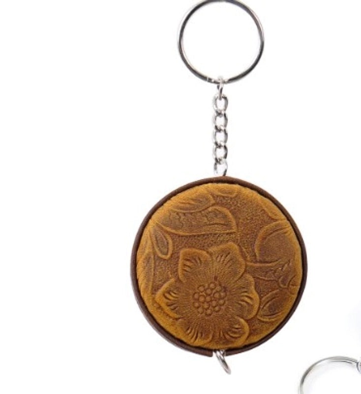 Handmade Mini Tape Measure Keychain Vintage Crazy Horse Leather Compact Sewing Measure Tool|Accessories & Sewing Tools