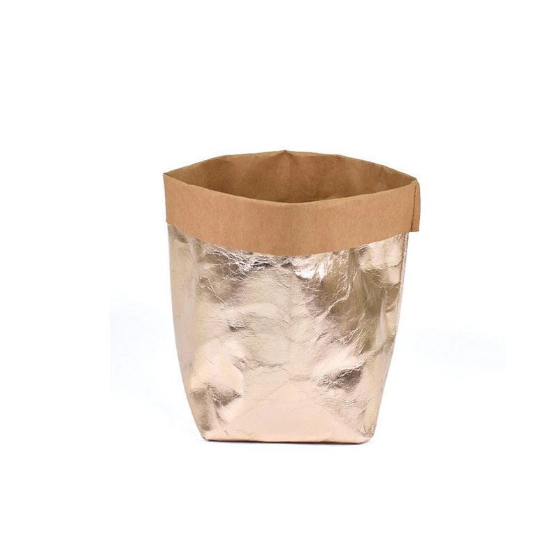 Kraft Paper Flower Pot Storage Bag for Cosmetics Refrigerator Washable Durable Household Items|Home Storage & Organization
