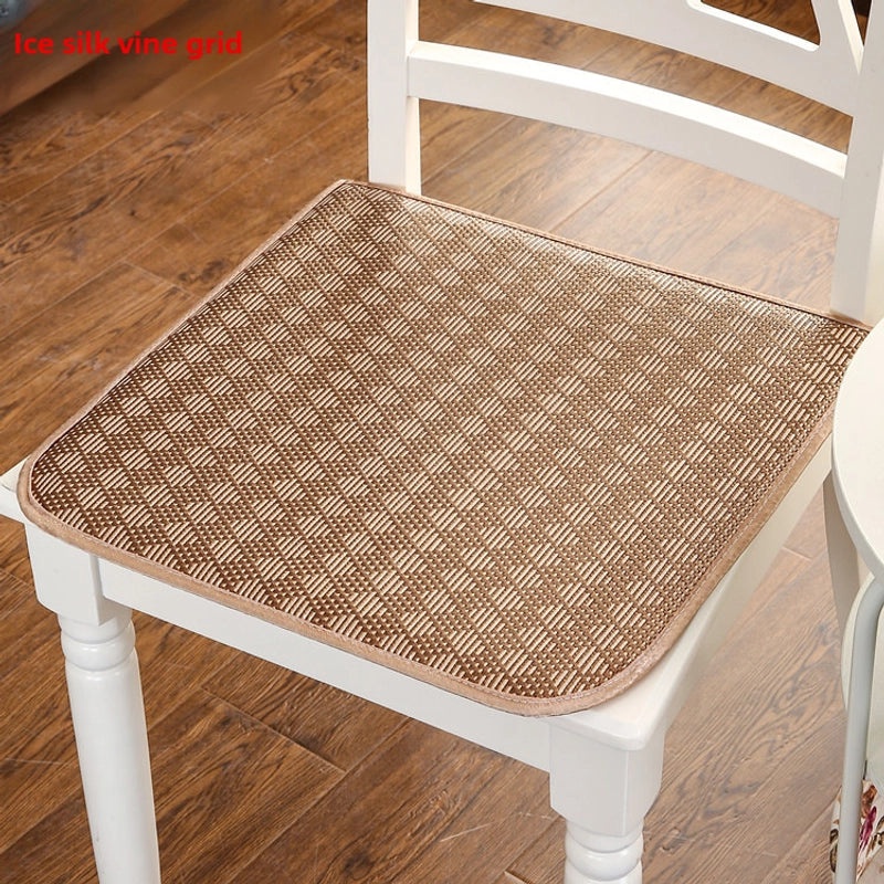 Breathable Summer Rattan Sponge Cushion Non-slip Office Dining Chair Mat with Chinese Style Rope Handle|Home Decor & Cushions