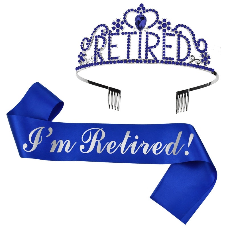 Retirement Party Hair Band and Shoulder Strap Set Pink I'm Retired Etiquette Belt with Retirement Crown|Party Accessories