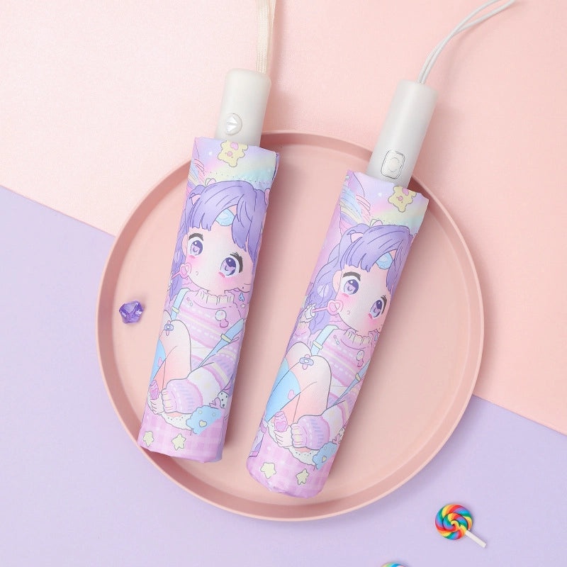 Kids Automatic Folding Umbrella with Anti-Rebound, Vinyl Material and Reflective Strip | Children's Umbrellas