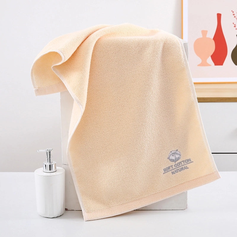 Pure Cotton Thickened Adult Face Towel with Watergrain Texture and Embroidered Logo|Home & Living Towels