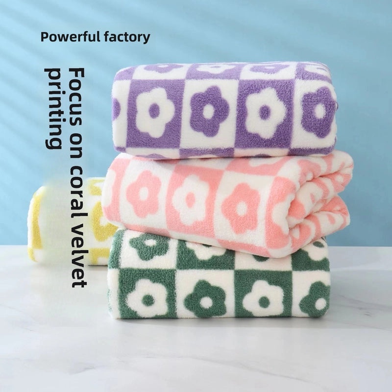 Soft Coral Fleece Pig Flower Towel Set for Couples | Home & Living Towel Gift Set