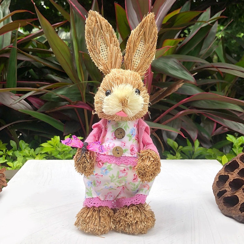 Mini 25cm Woven Rabbit Easter Decor Cute Display Gift Small Prizes Birthday Present|Home Decor & Gifts