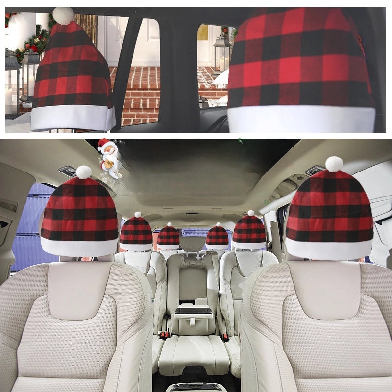 Christmas Plaid Thickened Car Back Cushion Chair Cover Soft Backrest Protector | Car Accessories