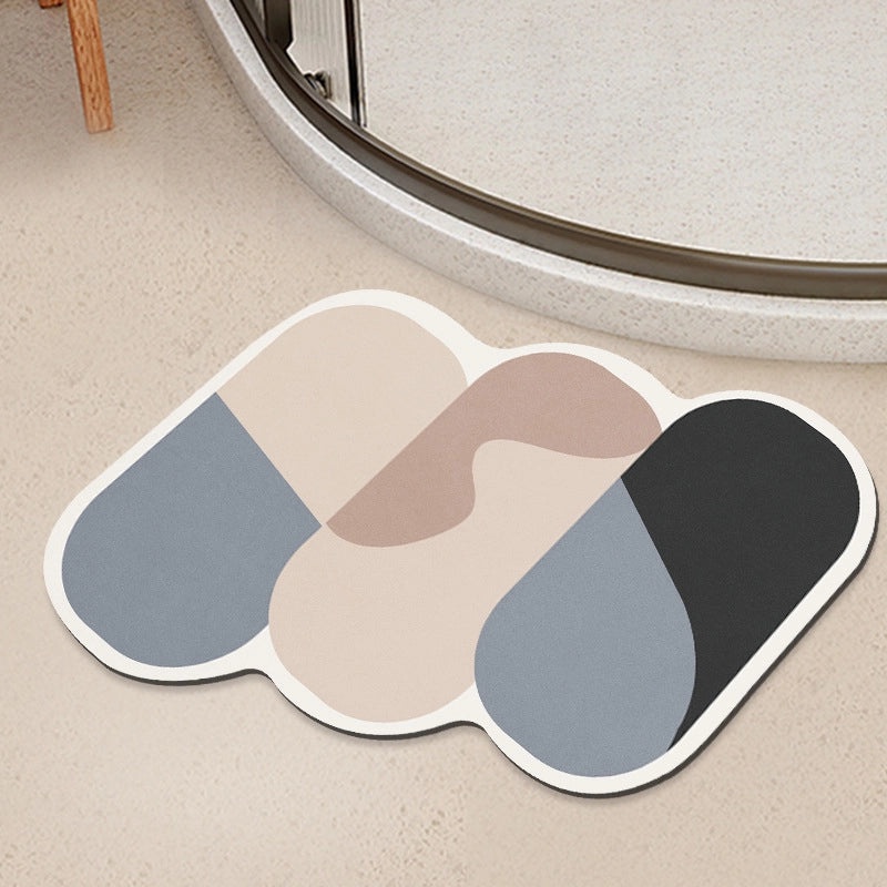 Geometric Diatom Mud Absorbent Bath Mat Non-Slip Soft Bathroom Rug|Bath Accessories