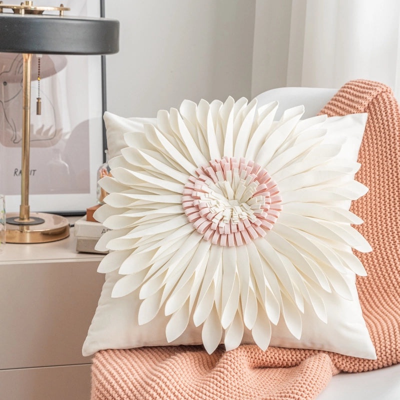 Heart-Shaped Solid Color Flower Pillow Covers for Couch and Sofa Decor | Home Decor & Cushion Covers