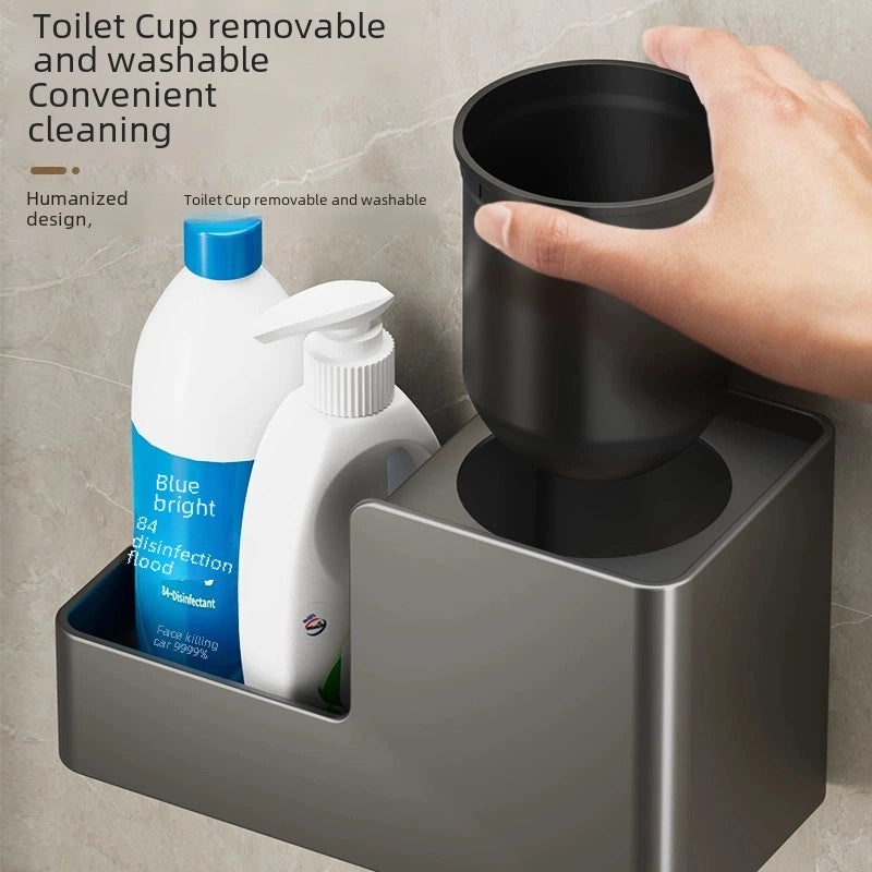 Light Luxury Wall-Mounted Toilet Brush with Storage Rack | Bathroom Accessories