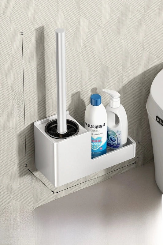 Light Luxury Wall-Mounted Toilet Brush with Storage Rack | Bathroom Accessories