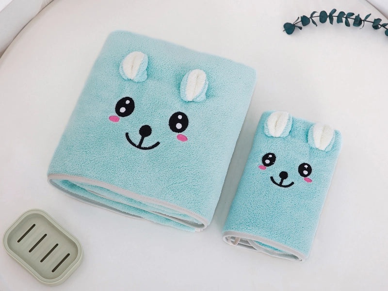 Chuanyue Cute 3D Bear Bath Towel Set for Girls Couples Absorbent Wrap Home Use|Home & Living Bath Towels