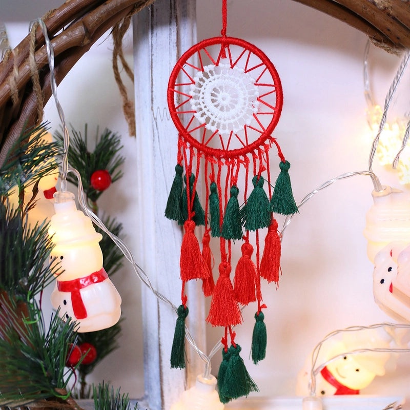 Christmas Dreamcatcher Tassel Cotton Thread Hanging Ornaments Festival Party Wind Chimes|Home Decor