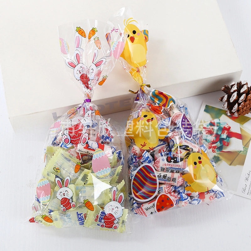 Easter Flat Bottom Packaging Bags with Rabbit Pattern, 4 Styles Combo for Easter Egg Gifts|Holiday Packaging