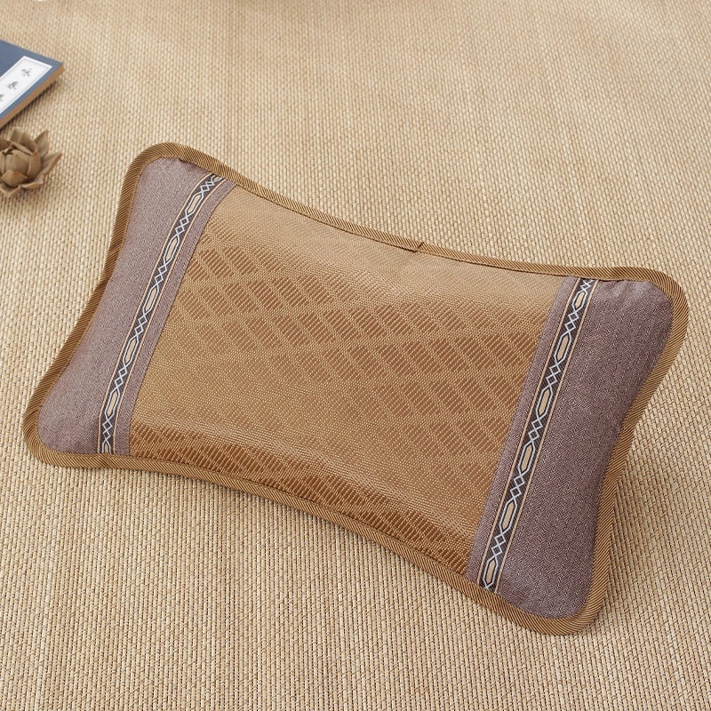 Summer Cooling Rattan Pillow with Natural Tea Fragrance Breathable Cowhide Cover Ice Silk Summer Mat | Home Decor & Bedding