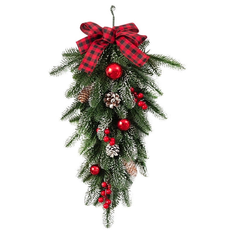 Meiyu Christmas Tree PE Snow Garland Red Hawthorn Fruit Door Window Hanging Decoration|Holiday Home Decor