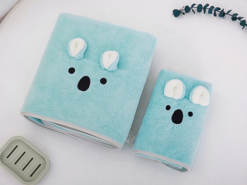Chuanyue Cute 3D Bear Bath Towel Set for Girls Couples Absorbent Wrap Home Use|Home & Living Bath Towels