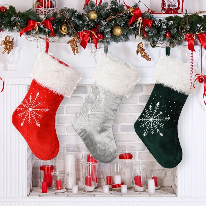 Christmas Electric Embroidery Snowflake Socks High-Grade Christmas Gift Bags Window Decorations|Christmas Decorations