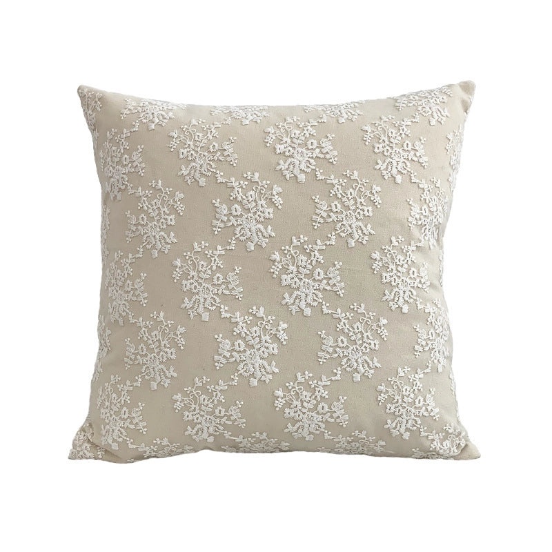Korean Style Floral Cotton Linen Blend Throw Pillow Cover | Home Decor Pillows