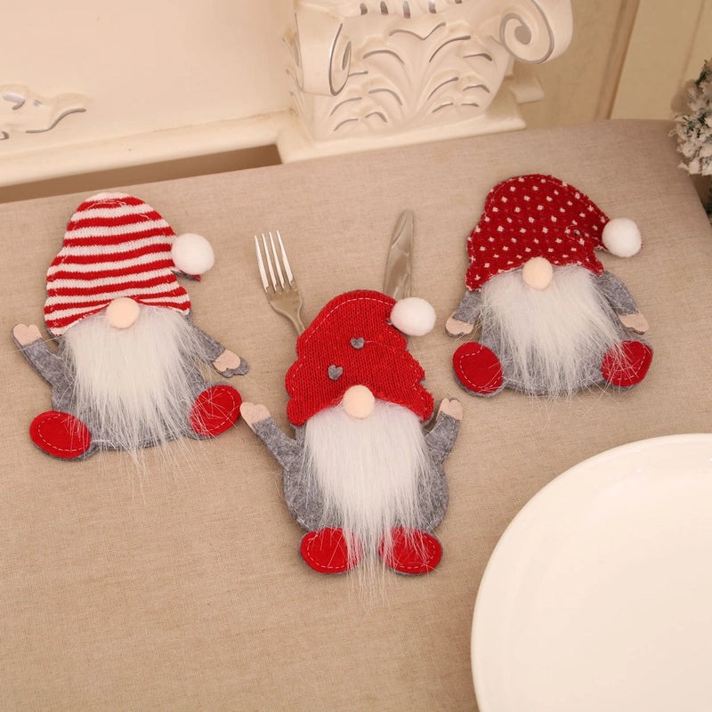Christmas Doll Party Cutlery Bags Festive Table Decor | Holiday Party Supplies