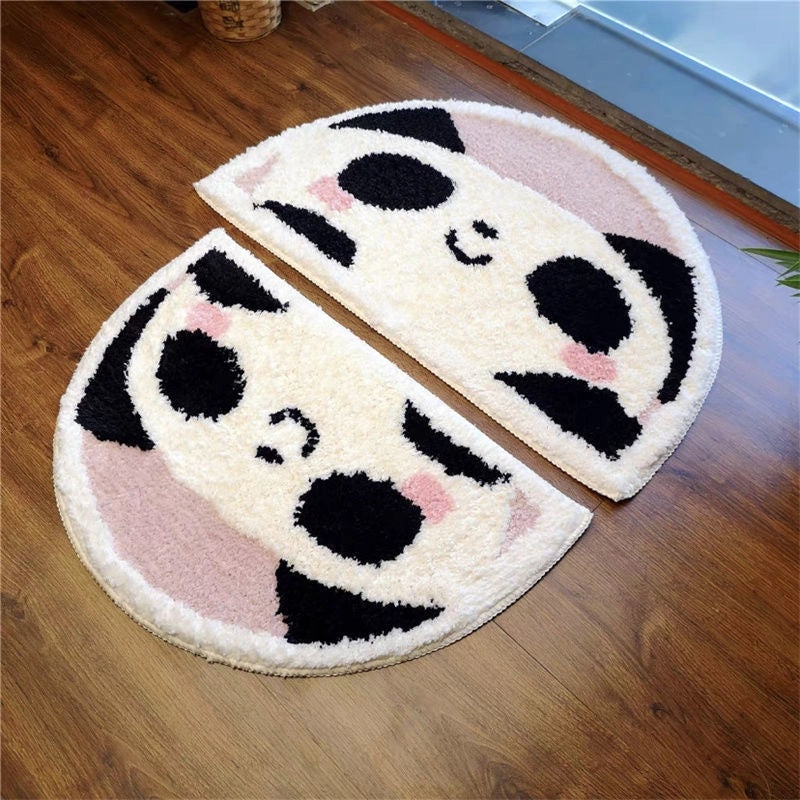 Floral Non-slip Semicircle Bathroom Floor Mat Absorbent Stain-resistant Cashmere Carpet|Home & Living