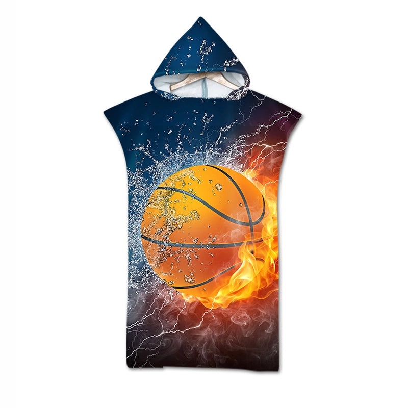 Geometric Print Hooded Beach Towel for Adults Soft Absorbent Cloak Bath Towels|Bath & Beach Towels
